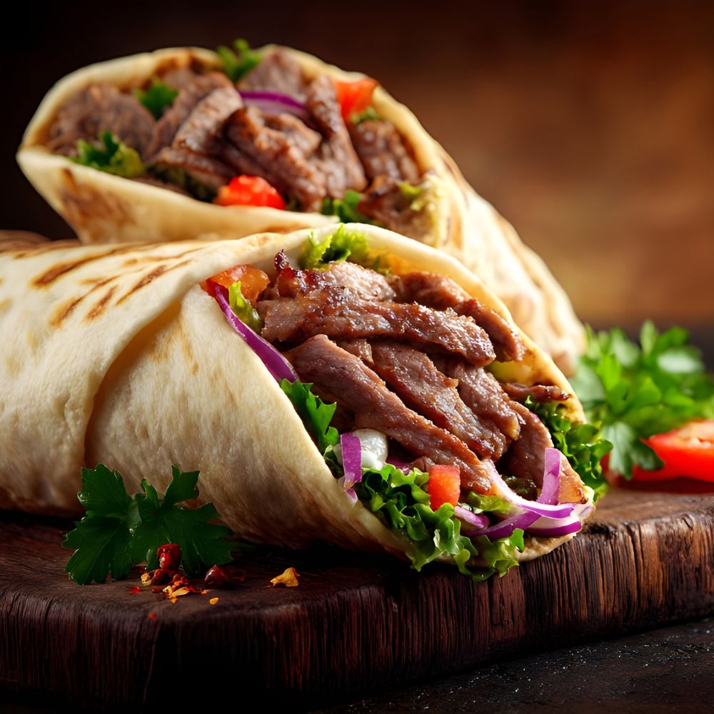 Shawarma pita, overflowing